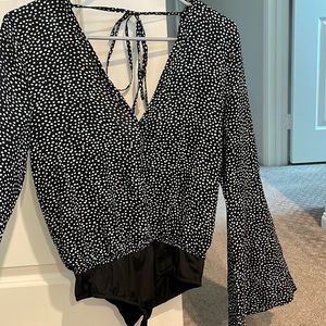 Missguided long flare sleeve thong bodysuit